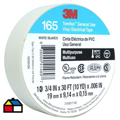 Cinta elctrica 19mm x 9 m blanca