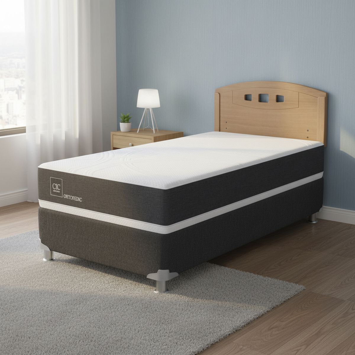 CIC - Box Spring 1 plaza Box Spring New Ortopedic B5 Negro