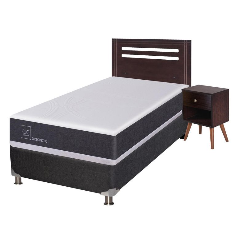 CIC - Box Spring 1 plaza New Ortopedic B5  Blanco; Gris oscuro