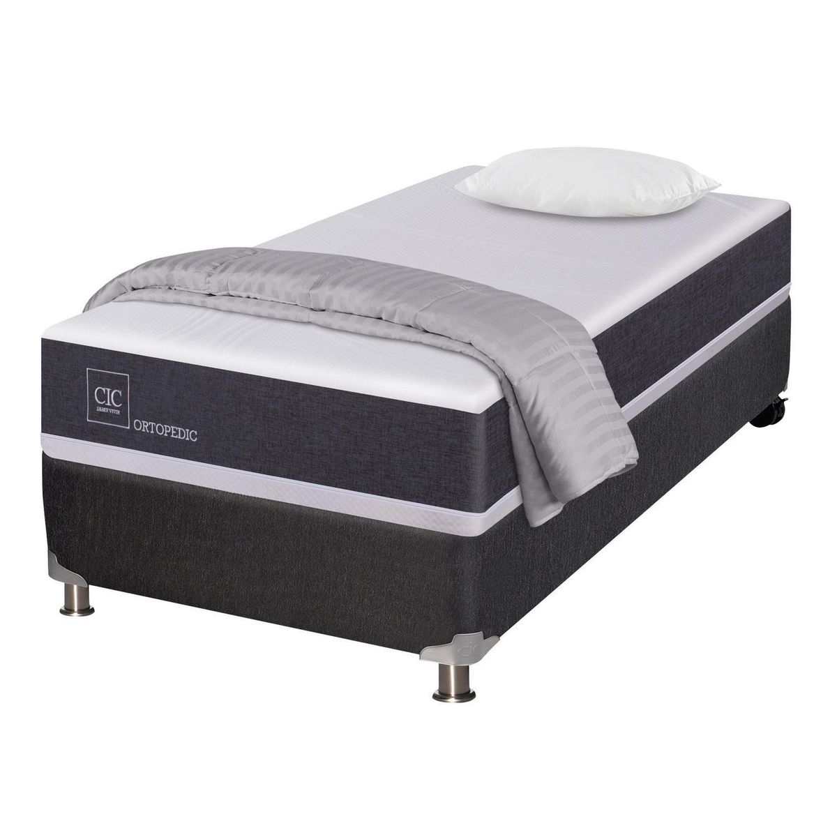 CIC - Box Spring New Ortopedic B5 black 1 plaza almohada + pl