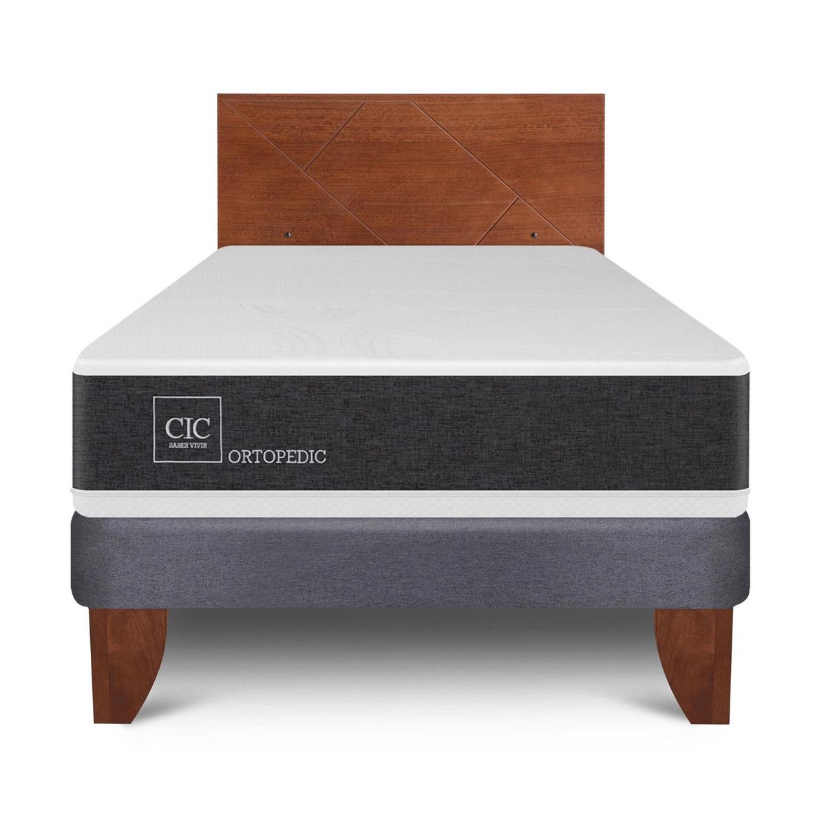 CIC - Cama 1.5 plazas Europea Ortopedic Blanco; Gris oscuro
