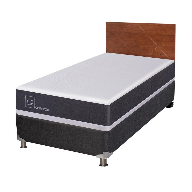CIC - Box Spring 1 plaza New Ortopedic B5 Blanco; Gris oscuro