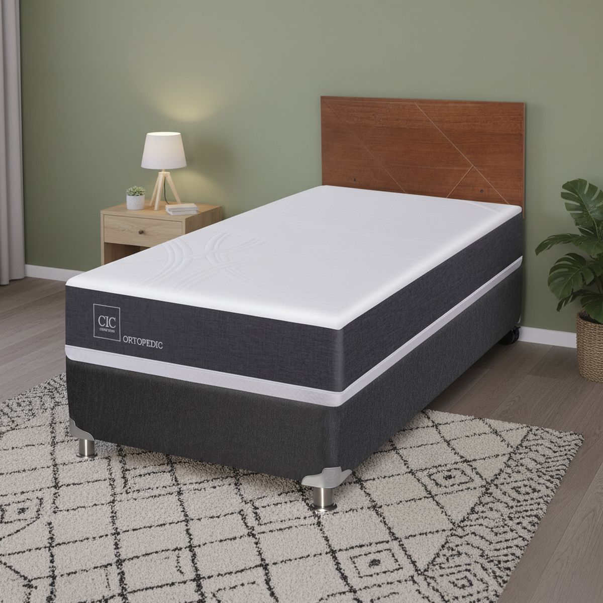 CIC - Box Spring 1 plaza Box Spring New Ortopedic B5 Negro