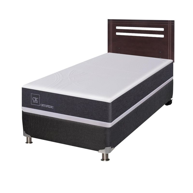 CIC - Box Spring 1 plaza New Ortopedic B6  Blanco; Gris oscuro