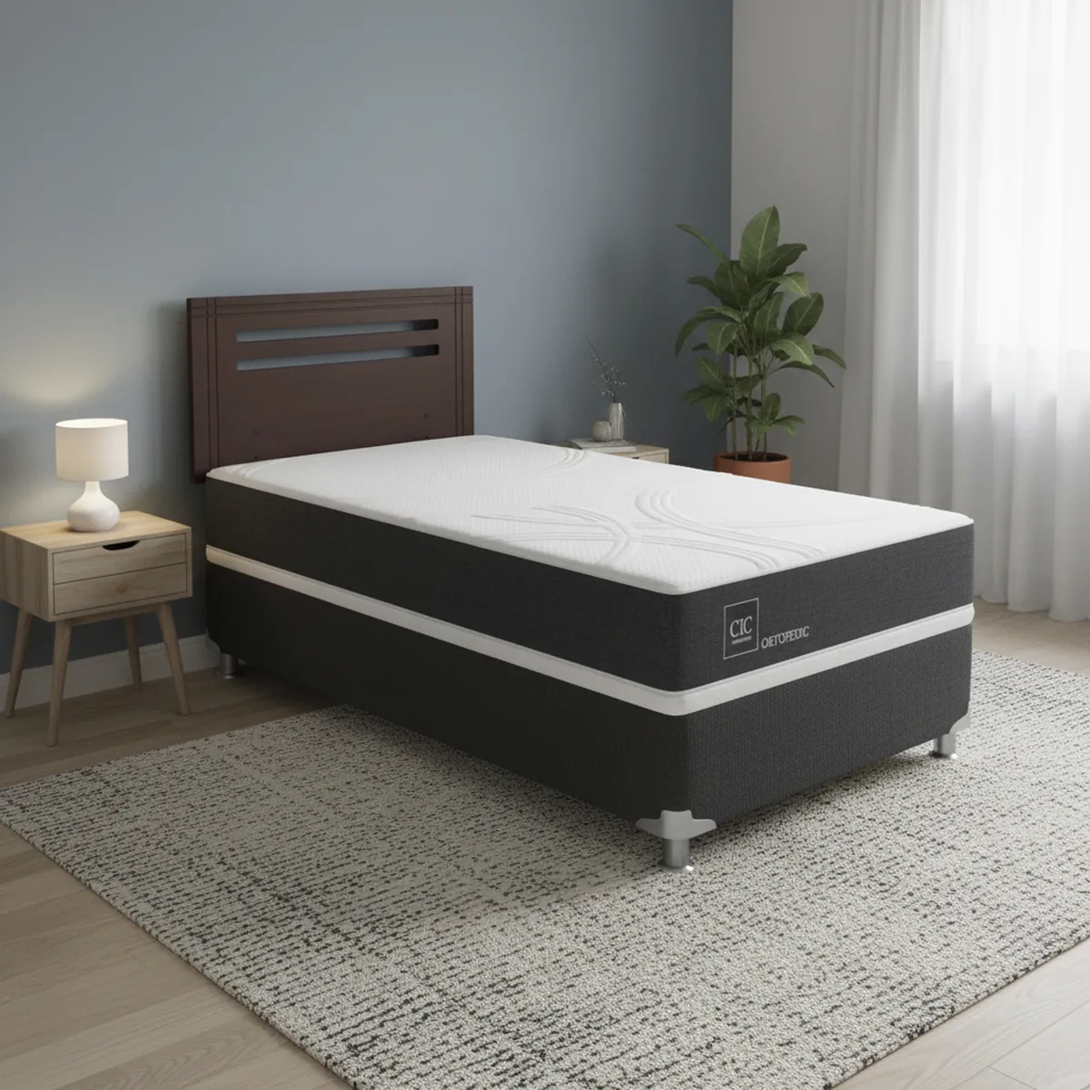 CIC - Box Spring 1 plaza Box Spring New Ortopedic B6 Negro