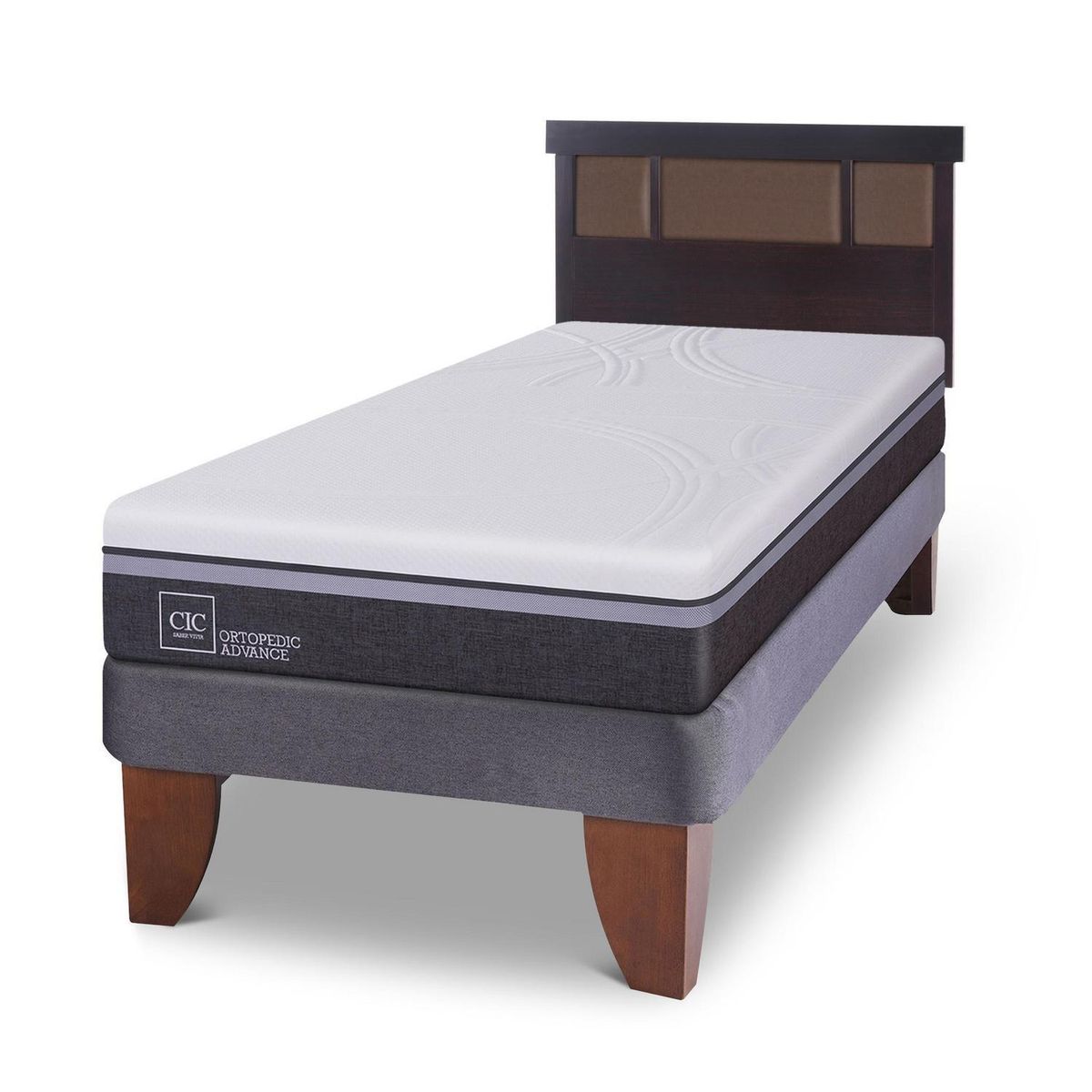 CIC - Cama 1.5 plazas Europea Ortopedic Advance Blanco; Gris oscuro