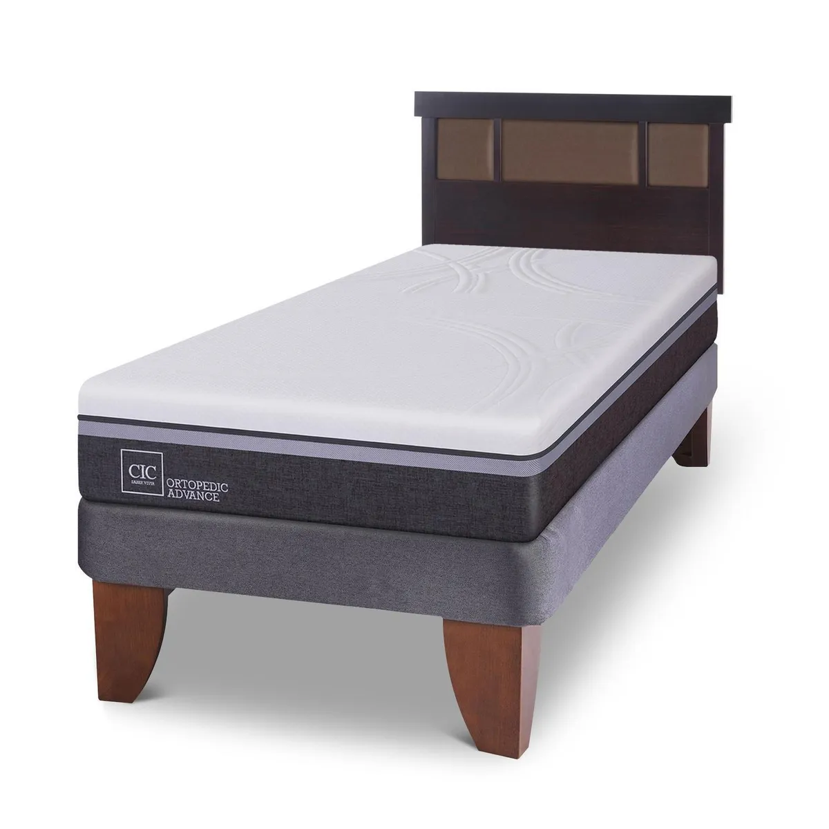 CIC - Cama 1.5 plazas Europea Ortopedic Advance Blanco; Gris oscuro