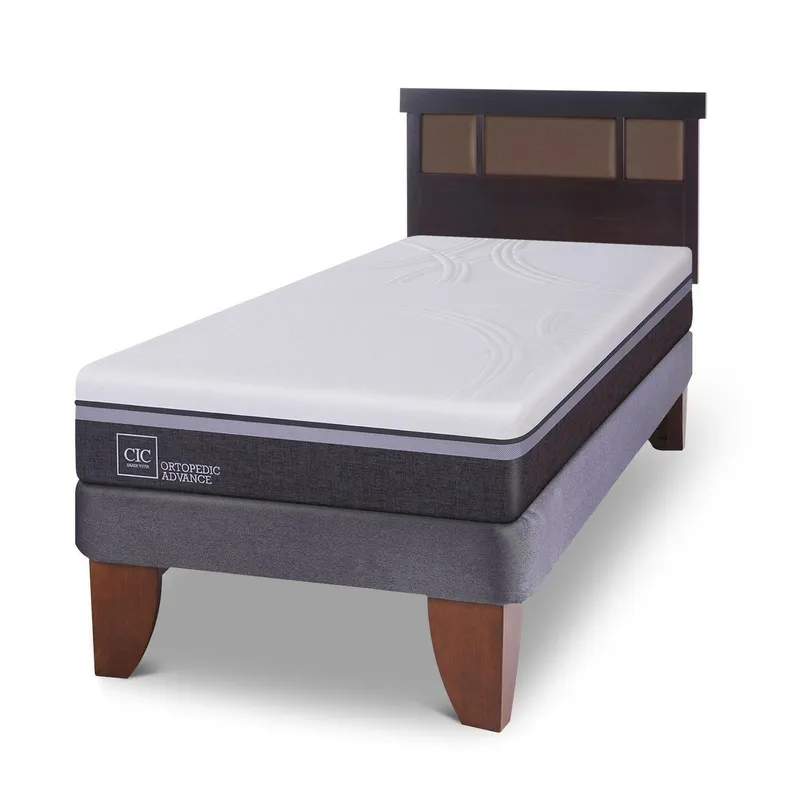 CIC - Cama 1.5 Plazas Europea Ortopedic Advance Blanco; Gris Oscuro