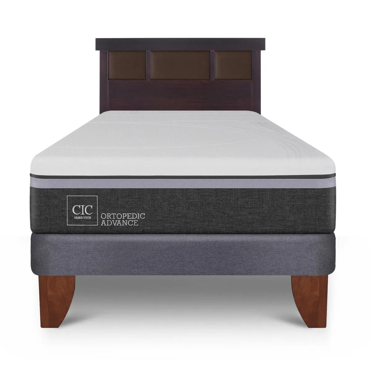 CIC - Cama 1.5 plazas Europea Ortopedic Advance Blanco; Gris oscuro