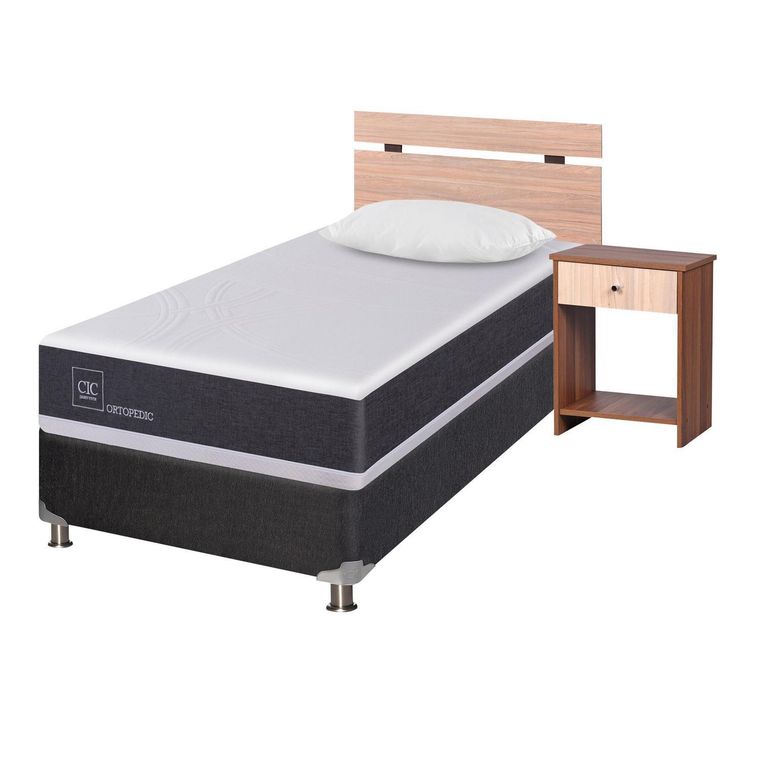 CIC Box Spring New Ortopedic B5 Black 1.5 Plazas+Alm+Set Olmo Single