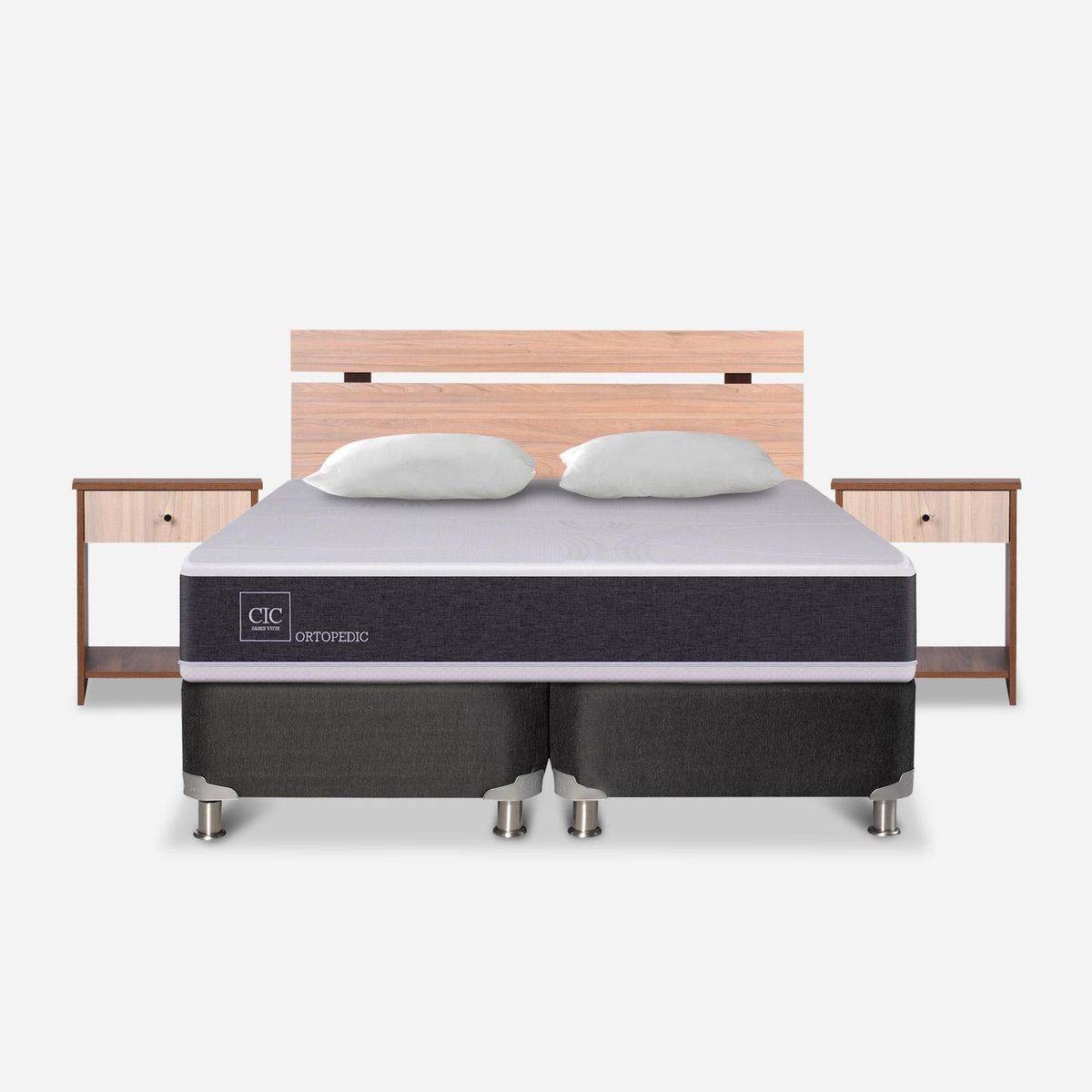 CIC - box spring new ortopedic b5 black 2 plzs bd+2 alm+Set Olmo 2 piezas