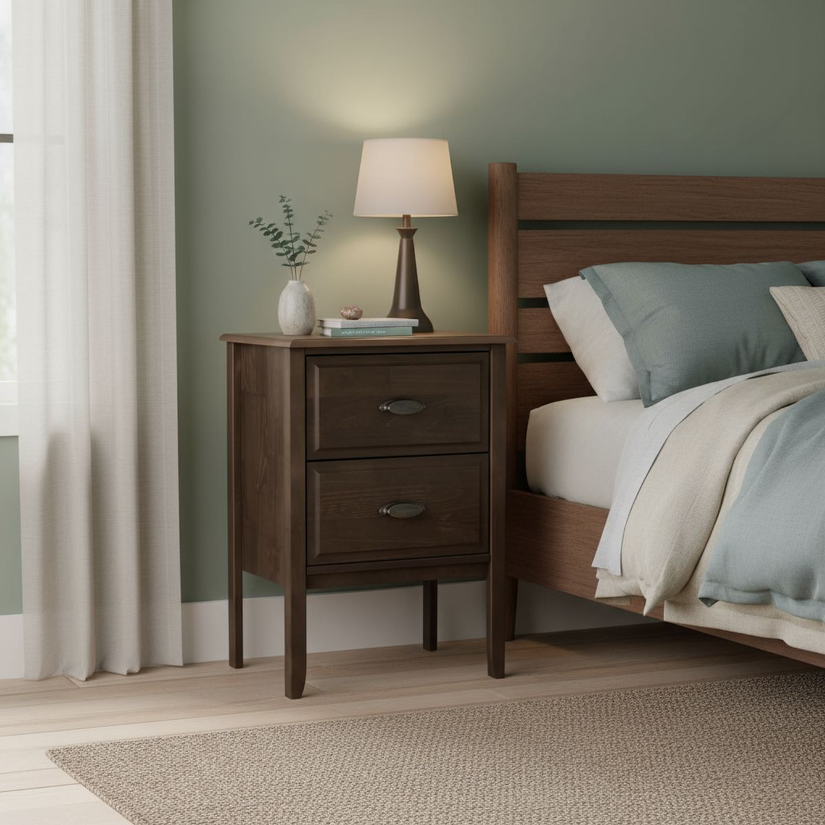 ROSEN - Velador 2 Cajón(es) Anna 49x70x37 cm Marron