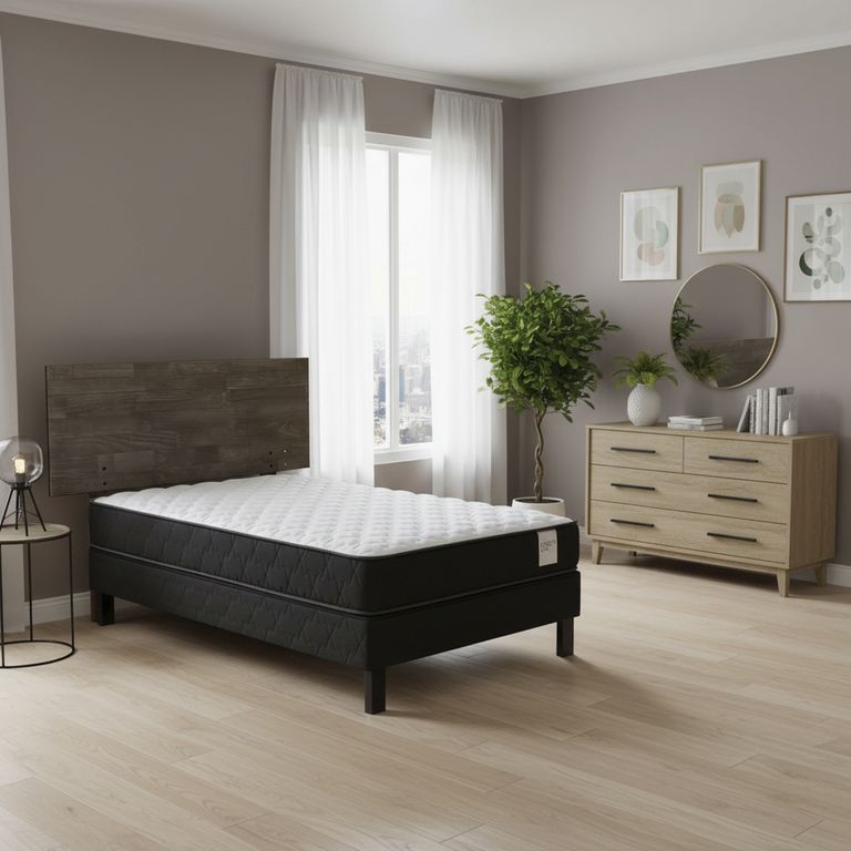 ROSEN Cama Europea Wave 0,90X1,90 M/Respaldo Tabor Grafito