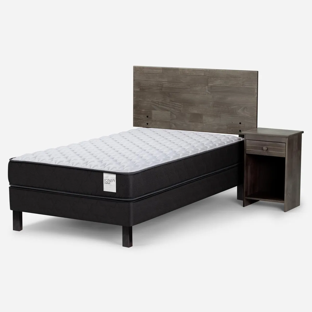 ROSEN - Cama 1.5 Plazas Europea Wave + Respaldo + Velador
