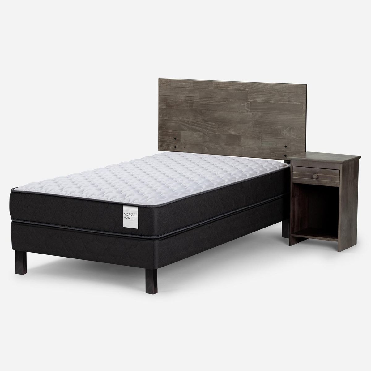 ROSEN - Cama 1.5 Plazas Europea Wave + Respaldo + Velador