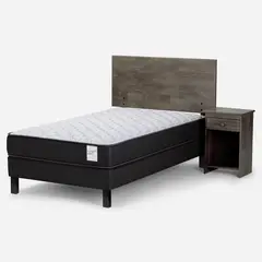 ROSEN - Cama 1.5 Plazas Europea Wave + Respaldo + Velador