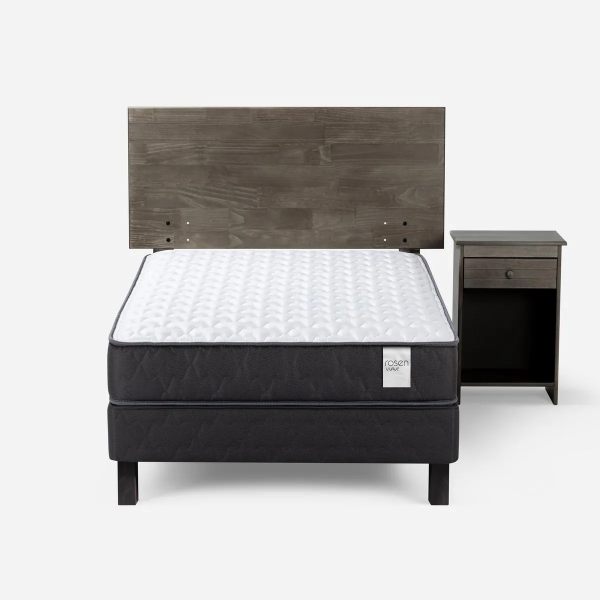 ROSEN - Cama 1.5 Plazas Europea Wave + Respaldo + Velador