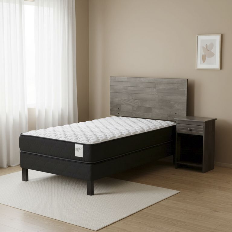 ROSEN Cama 1.5 Plazas Europea Wave + Respaldo + Velador