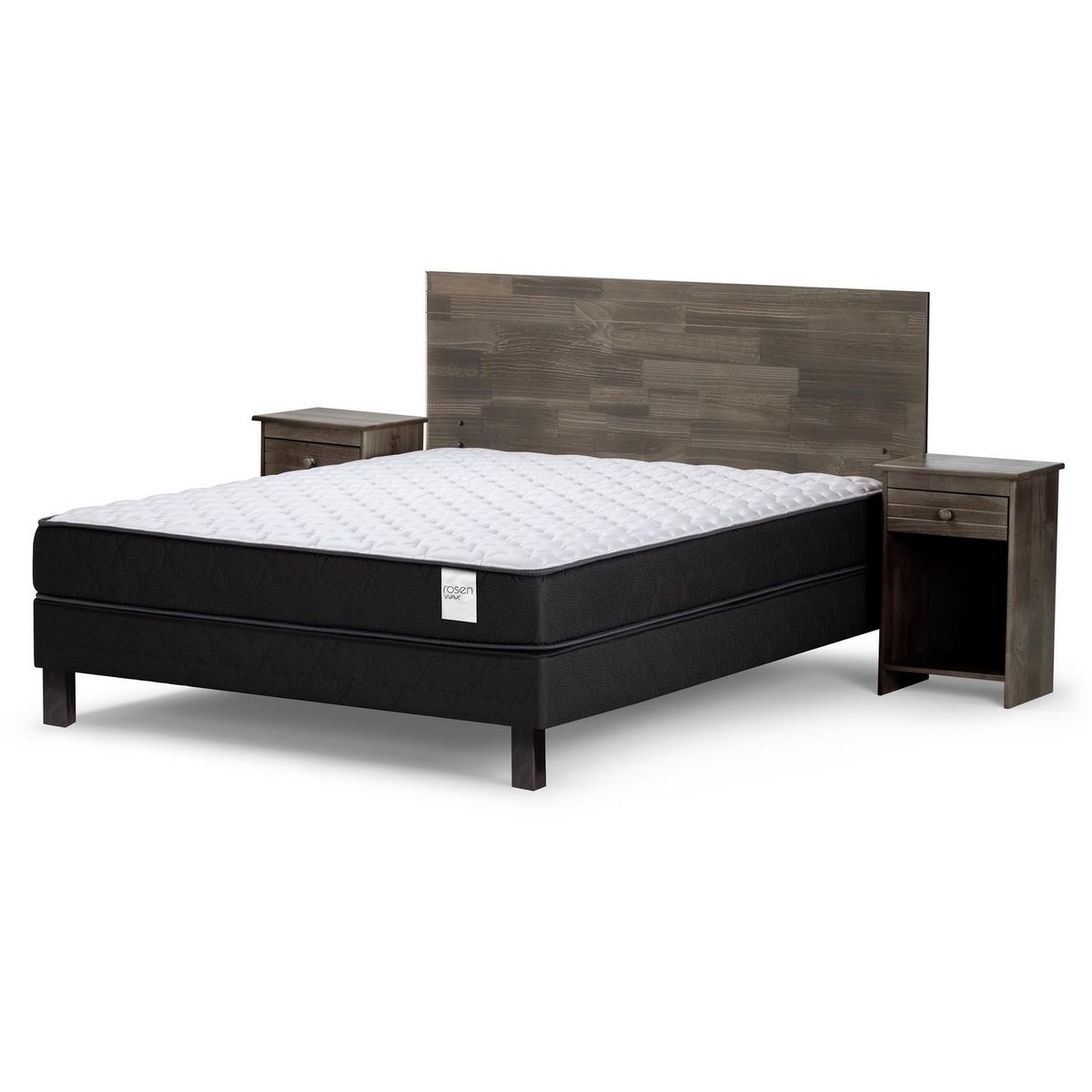 ROSEN - Cama 2 Plazas Europea Wave + Respaldo + 2 Veladores
