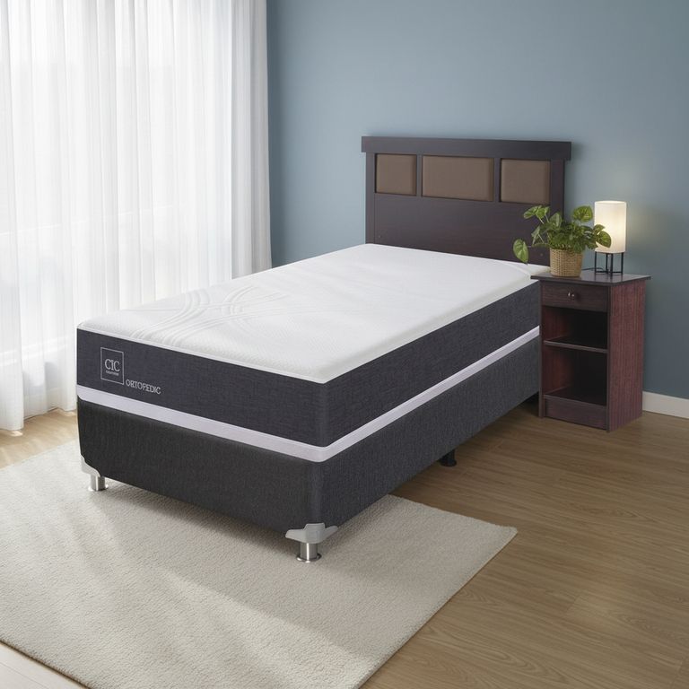 Box Spring 1 plaza Box Spring New Ortopedic B5 Negro