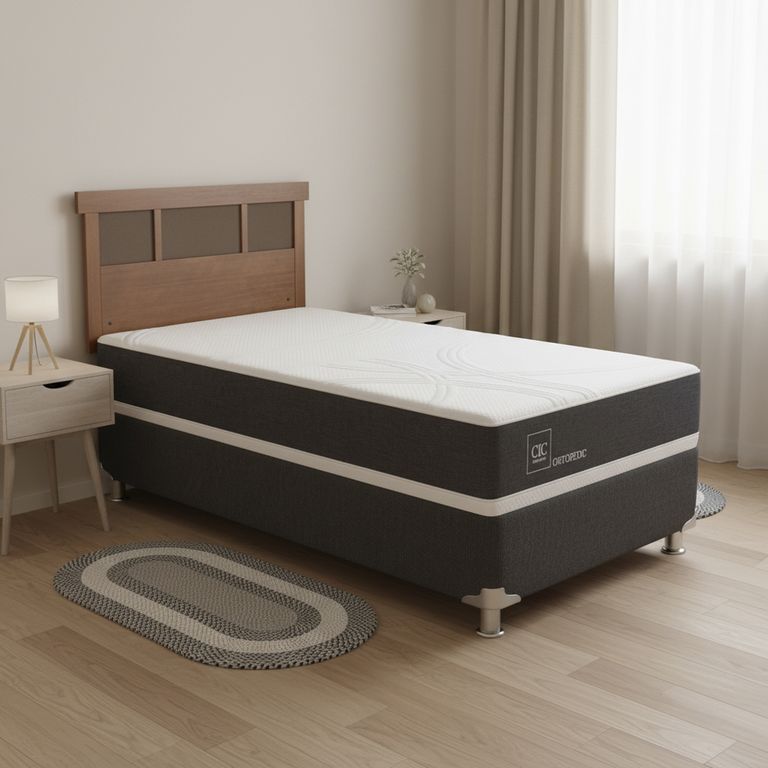 Box Spring 1 plaza Box Spring New Ortopedic B8 Gris
