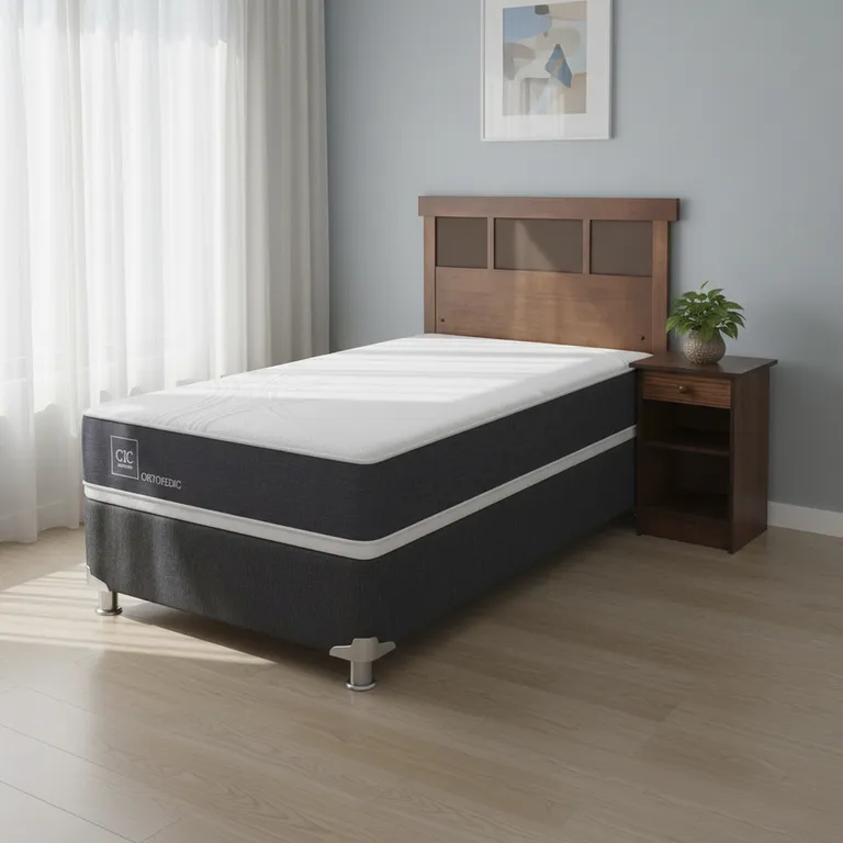 Box Spring 1 plaza Box Spring New Ortopedic B7 Negro