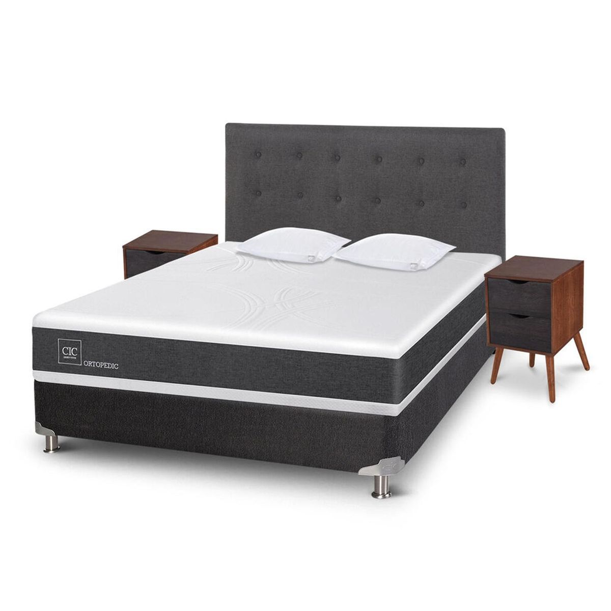 CIC - Box Spring New Ortopedic b5 black 2 plazas bn Eufrates alm v