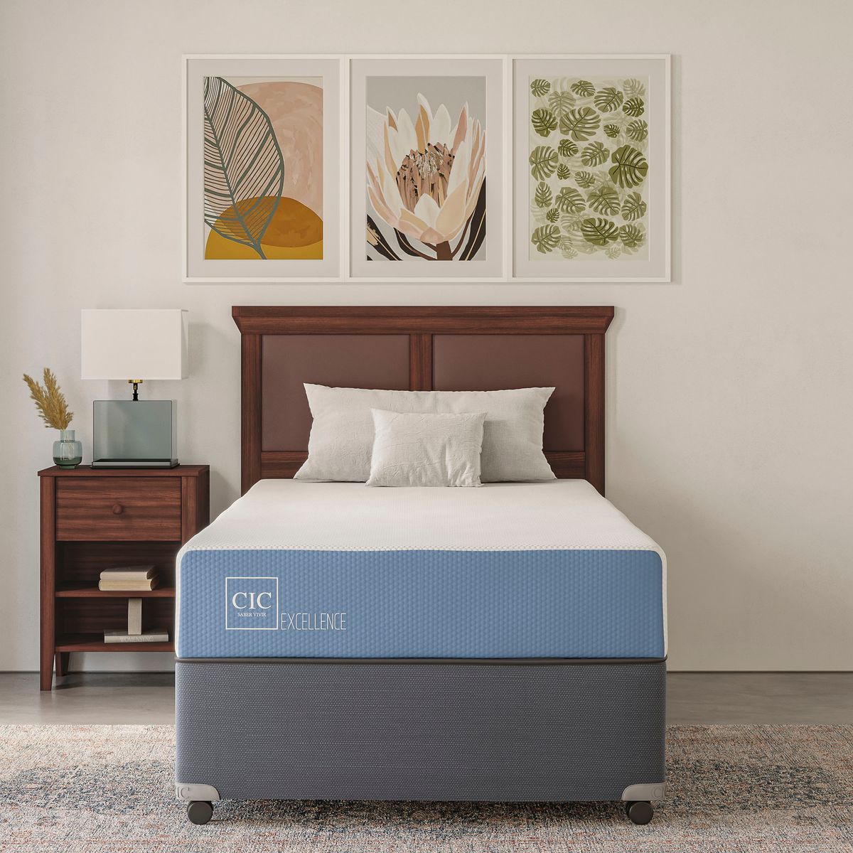 CIC - Cama 1.5 plazas Americana Excellence Blanco; Azul