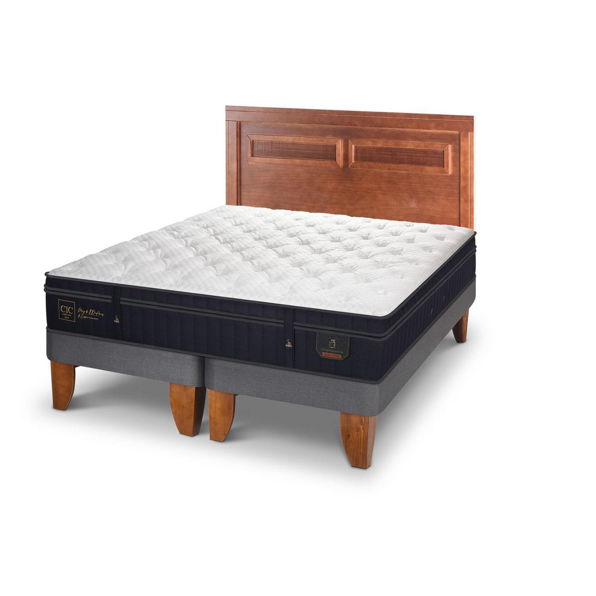 CIC - Cama King Europea Súper Premium Azul oscuro