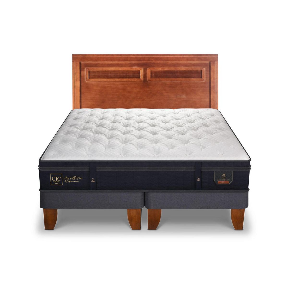 CIC - Cama King Europea Súper Premium Azul oscuro