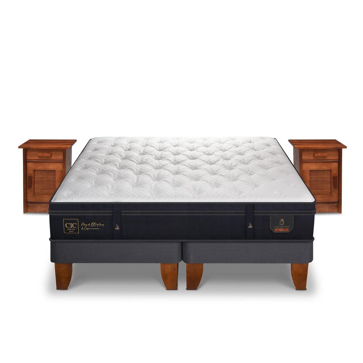 CIC - Cama Europea super premium king + veladores milán