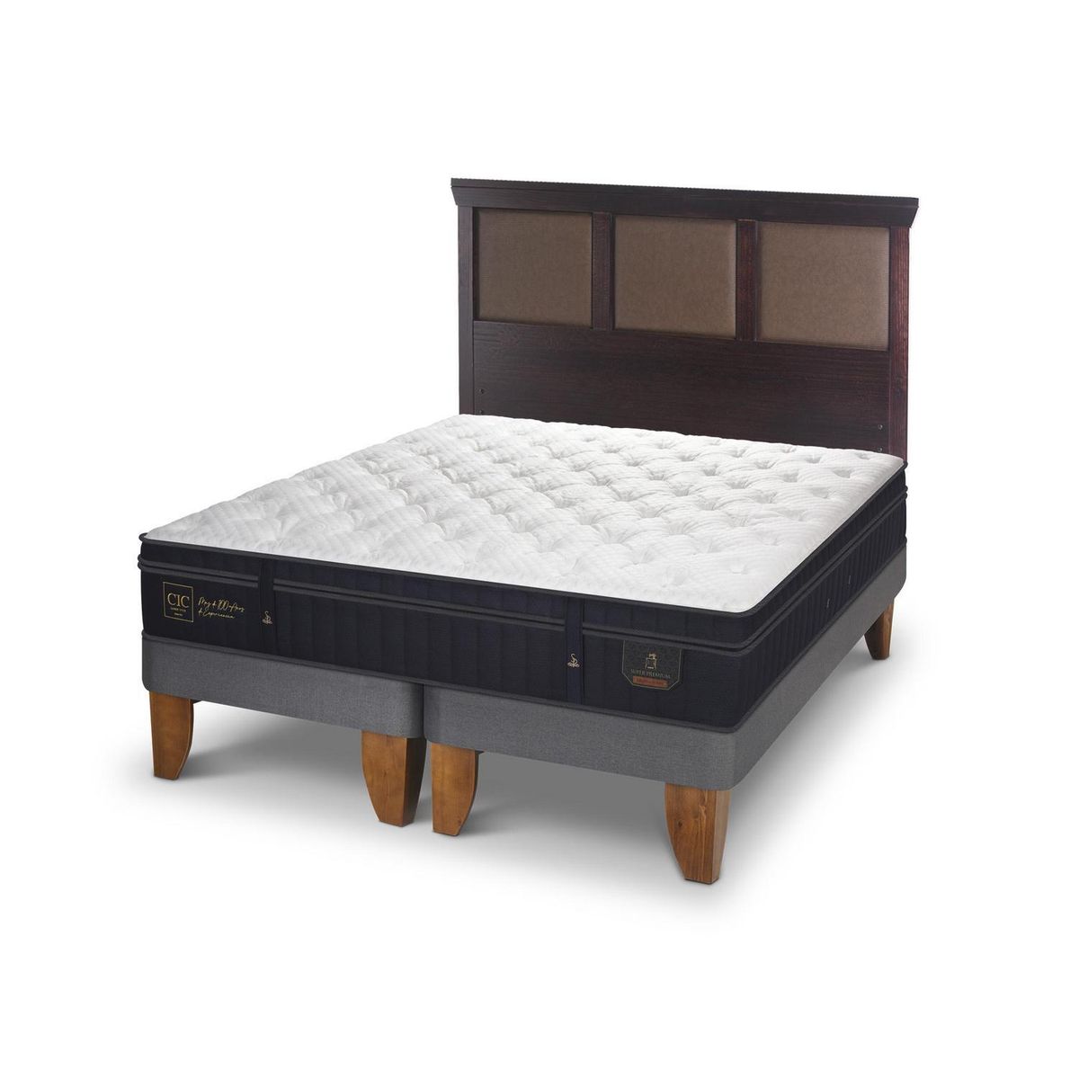 CIC - Cama 2 plazas Europea Súper Premium Azul oscuro