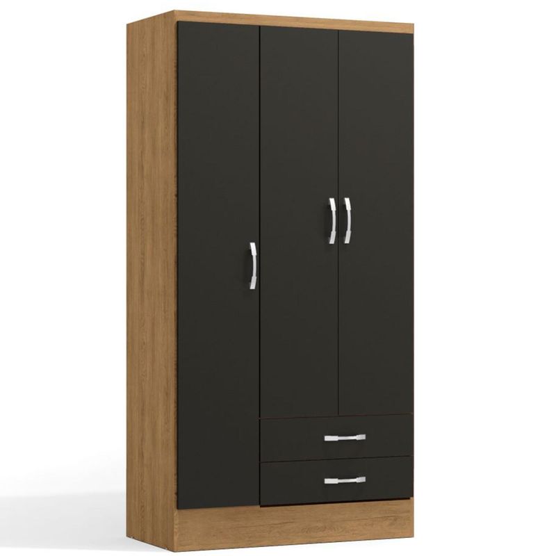YARDAS - Clóset 1 Puerta(s) 1 Cajone(s) 1 Repisa(s) 91x180x11 cm Freijo/Negro