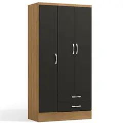 YARDAS - Clóset 1 Puerta(s) 1 Cajone(s) 1 Repisa(s) 91x180x11 cm Freijo/Negro