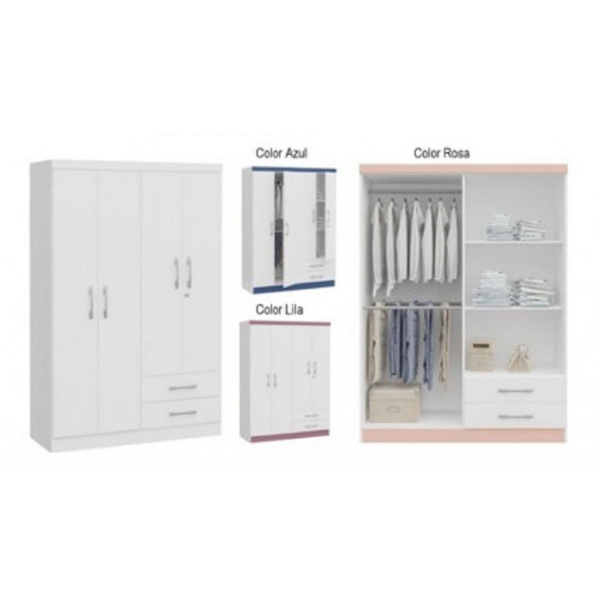 YARDAS - Clóset 1 Puerta(s) 1 Cajón(es) 1 Repisa(s) 121x180x47 cm Blanco