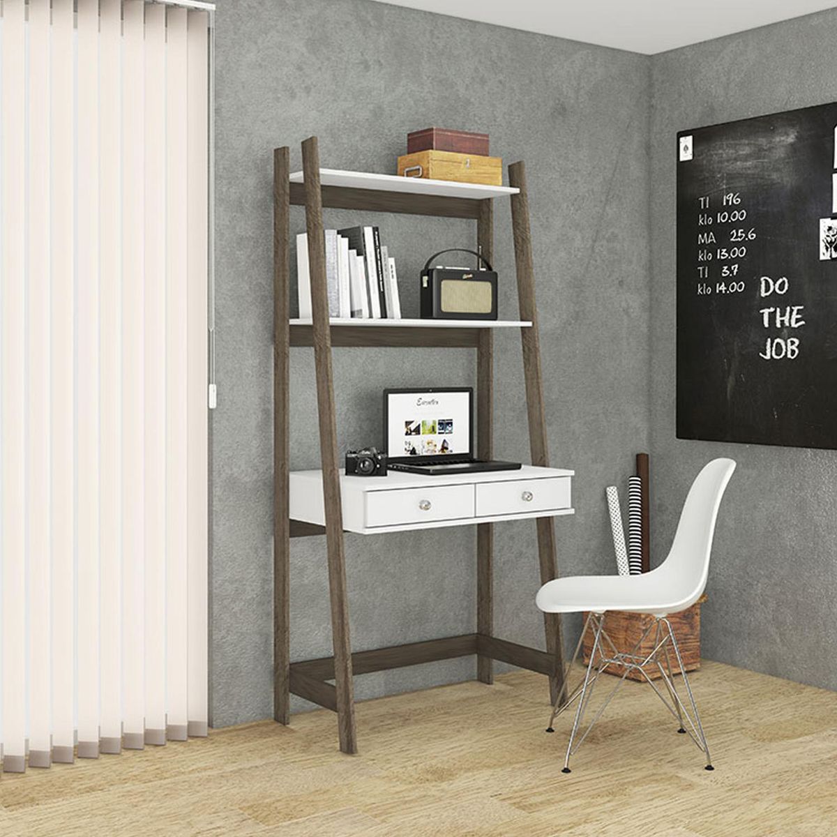 HOGA - Escritorio Isa 84x180x50 cm Blanco rústico
