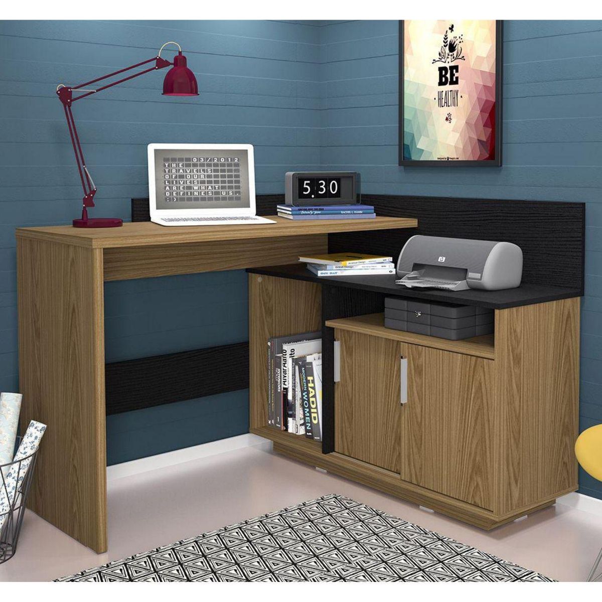 HOGA - Escritorio Mega 111x83x107,5 cm Negro miel