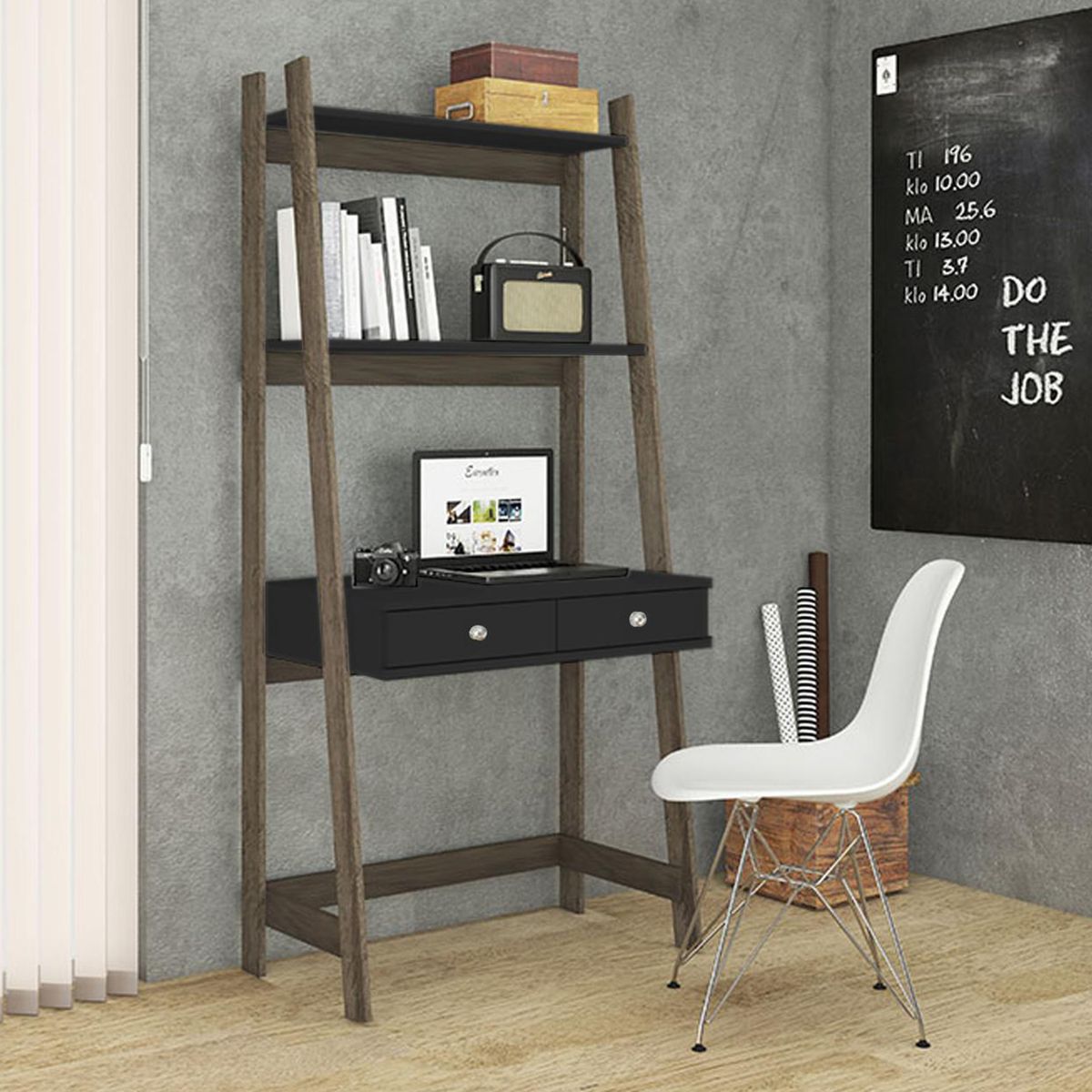 HOGA - Escritorio Isa 84x180x50 cm Negro rústico