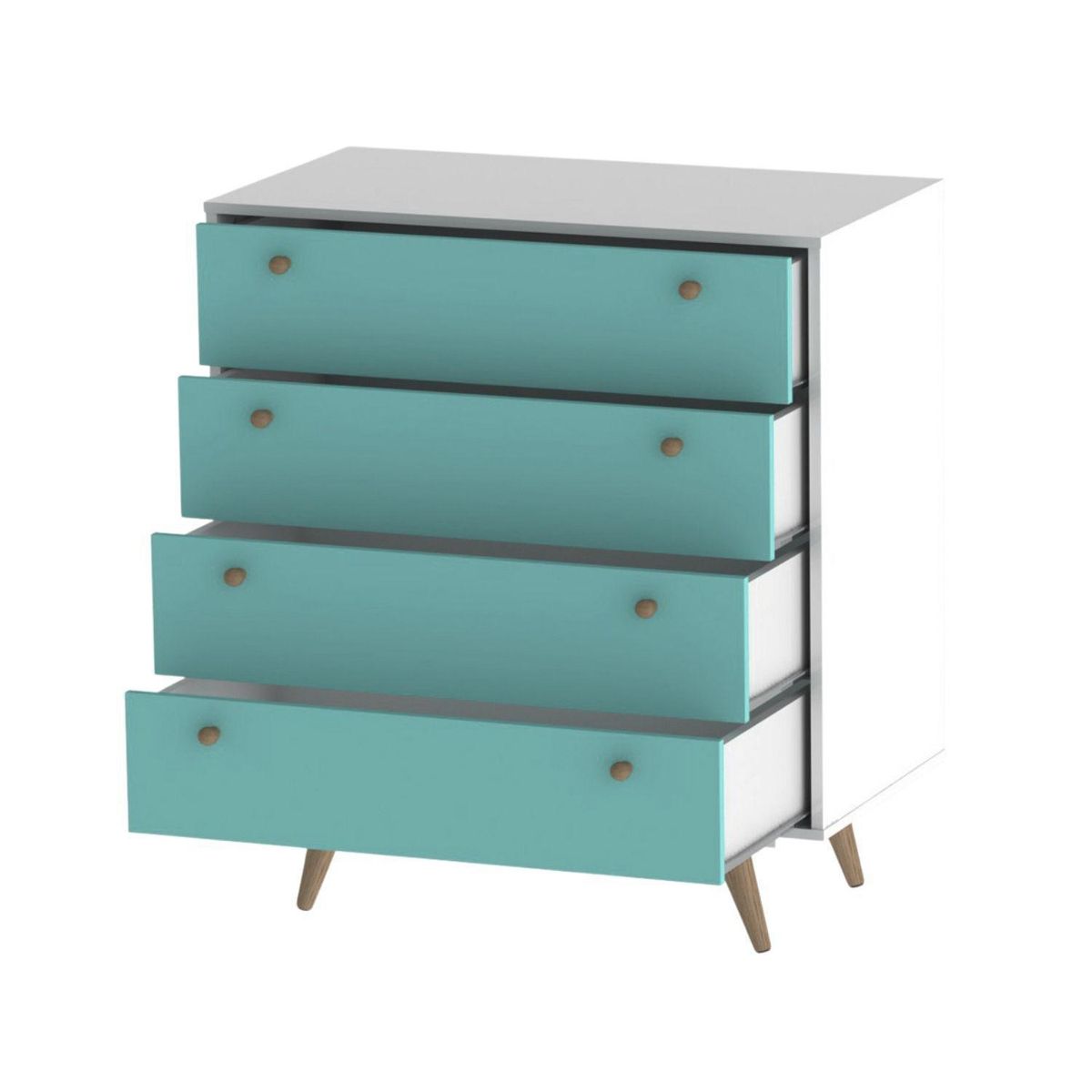 HOGA - Cómoda 4 Cajón(es) Retro 35 82x101x90 cm Blanco turquesa