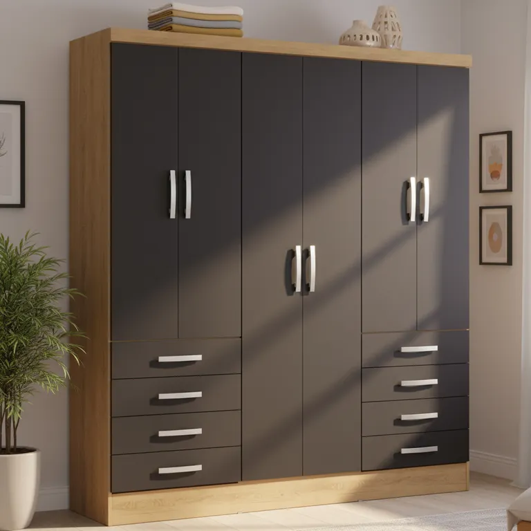 Clóset 6 Puerta(s) 8 Cajón(es) 1 Repisa(s) 180x202x23 cm Multicolor
