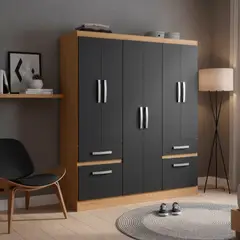 YARDAS - Clóset 1 Puerta(s) 1 Cajón(es) 1 Repisa(s) 162x180x21 cm Freijo/Negro