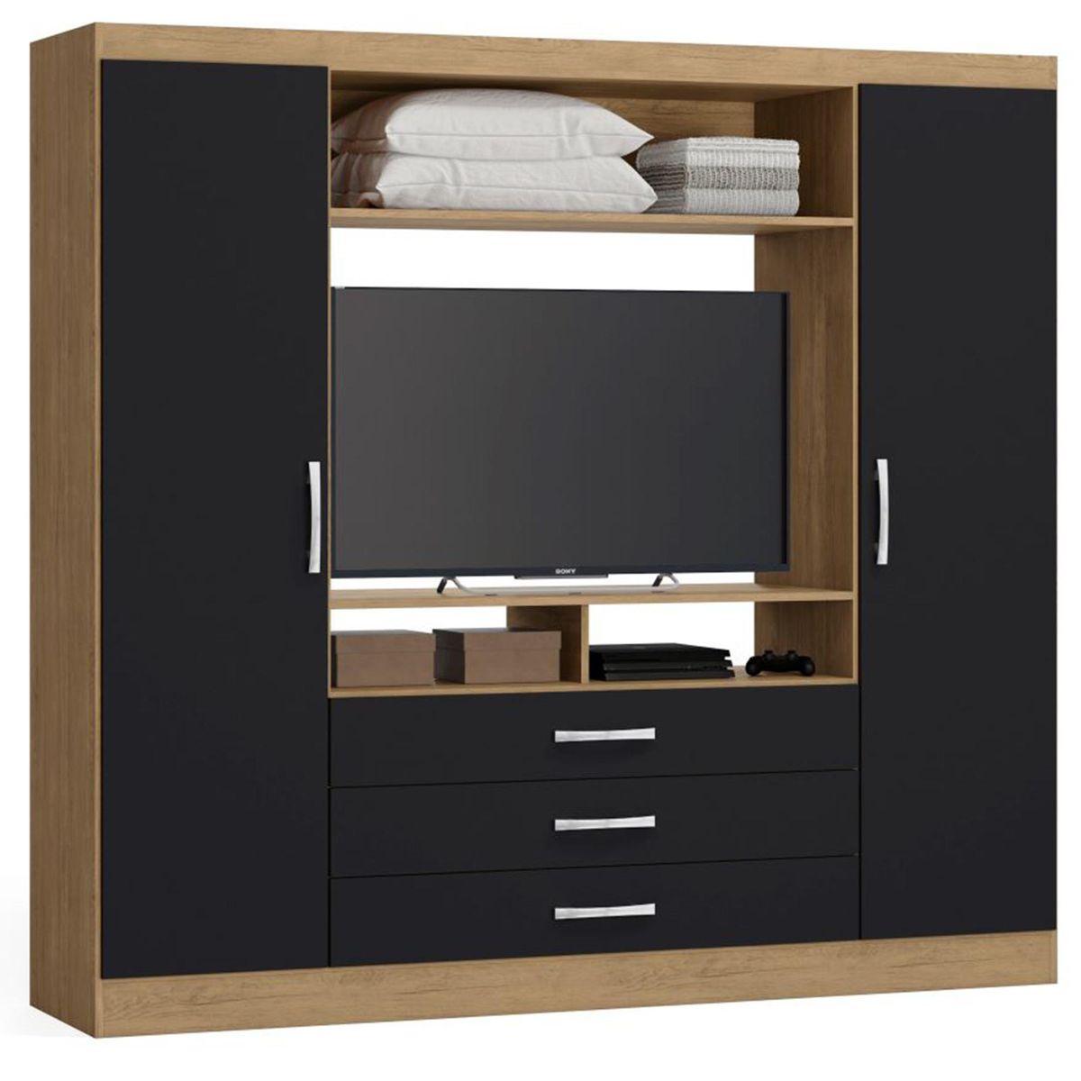 YARDAS - Clóset 1 Puerta(s) 1 Cajón(es) 1 Repisa(s) 193x180x26 cm Freijo/Negro