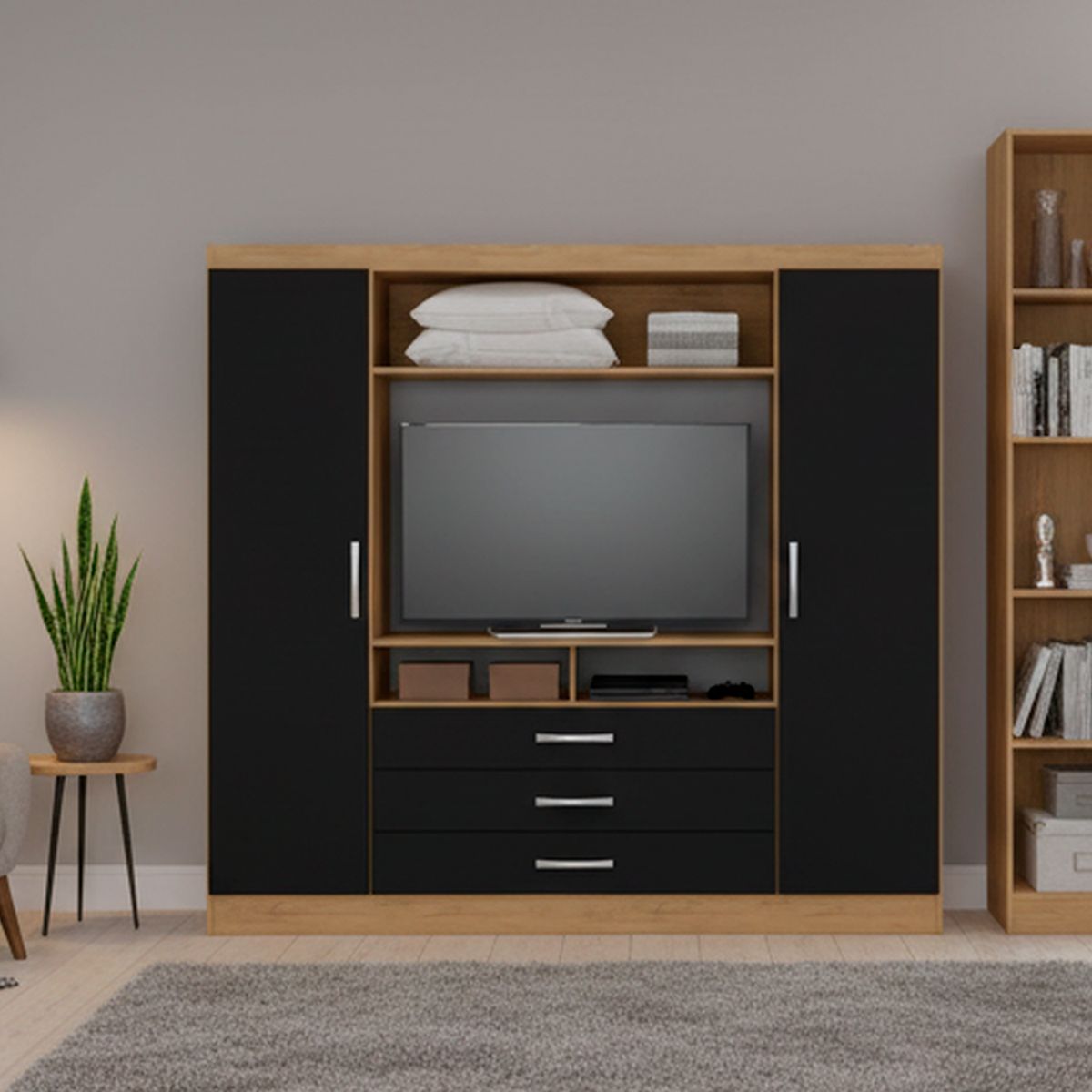 YARDAS - Clóset 1 Puerta(s) 1 Cajón(es) 1 Repisa(s) 193x180x26 cm Freijo/Negro