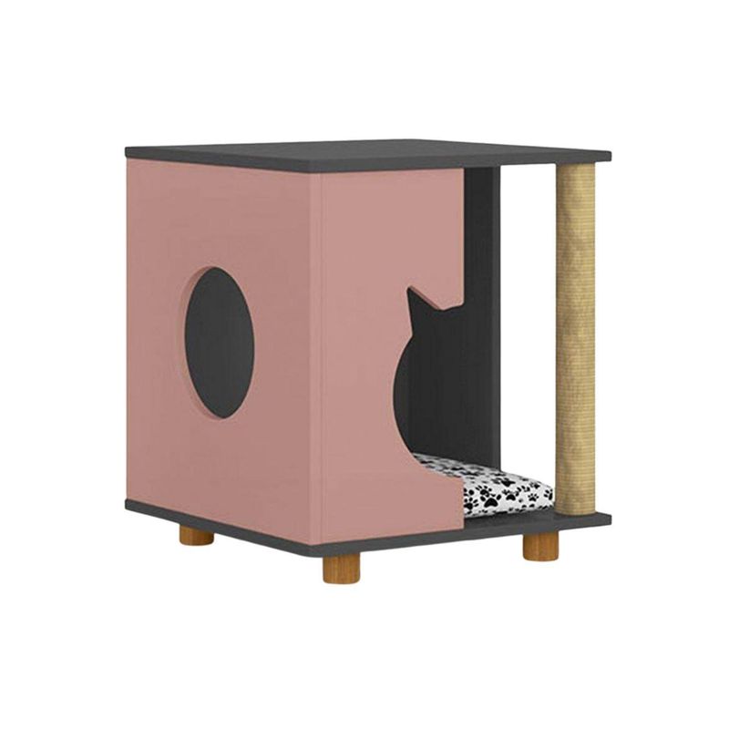 HOGA - Mesa Cama Mascota para Gato 49x43x42 cm Grafito rosa