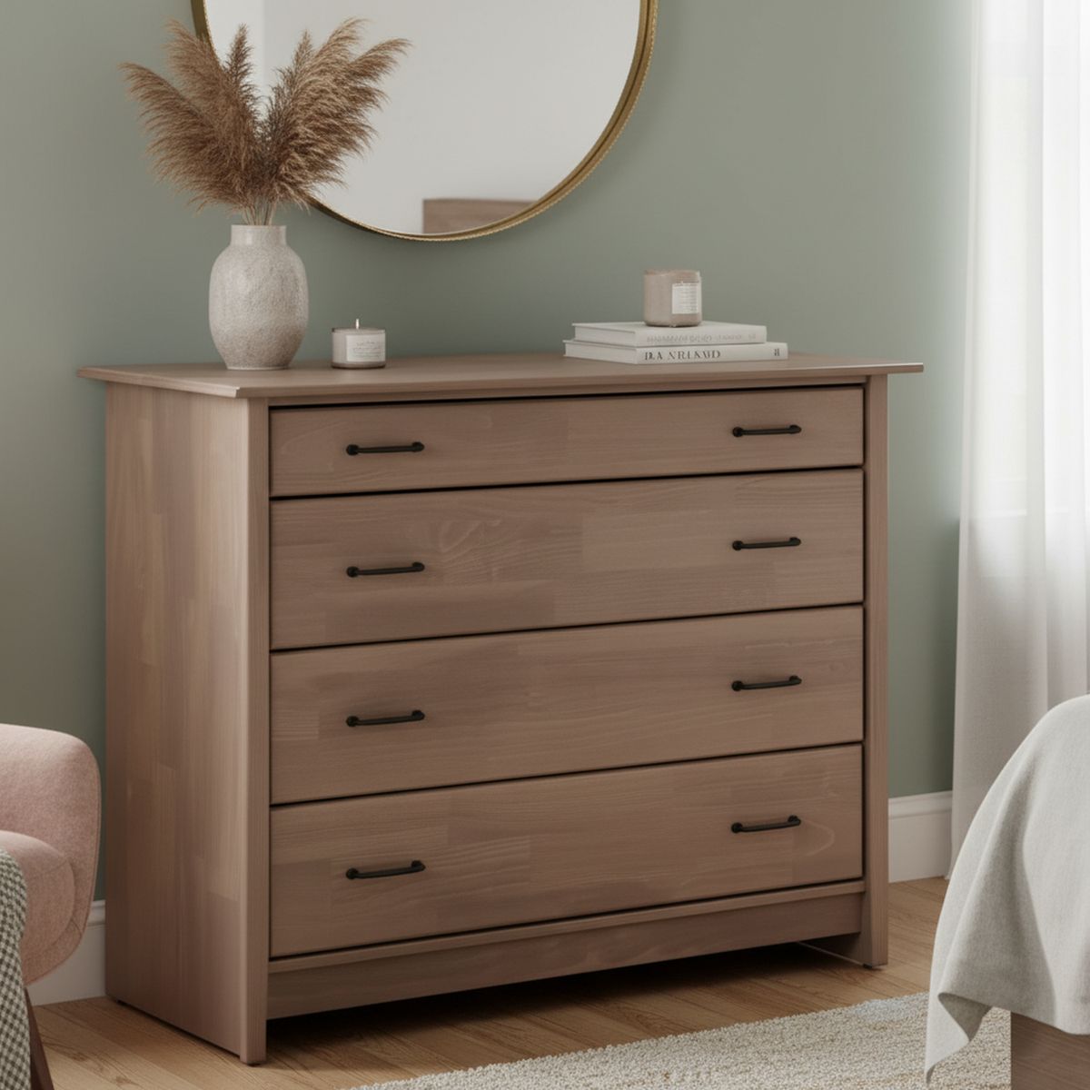 ROSEN - Cómoda 4 Cajón(es) Harland 110x88x50 cm Café