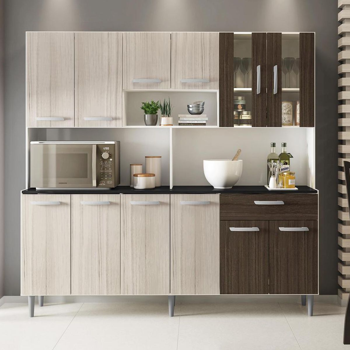 HOME MOBILI - Kit Cocina 12 Puertas 1 Cajon Café - Rustico