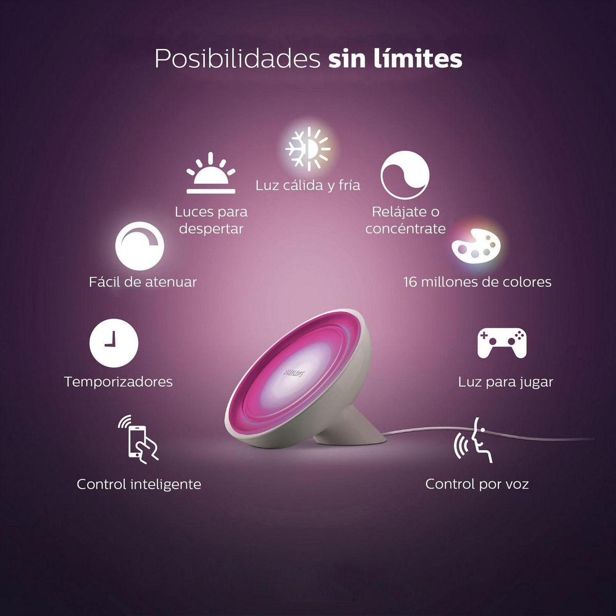 PHILIPS HUE - Lámpara Inteligente Bloom Blanco x10.1 cm