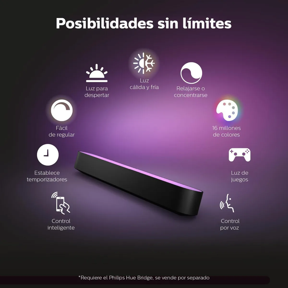 PHILIPS HUE - Paquete Doble Barra de Luz Inteligente Play Hue x