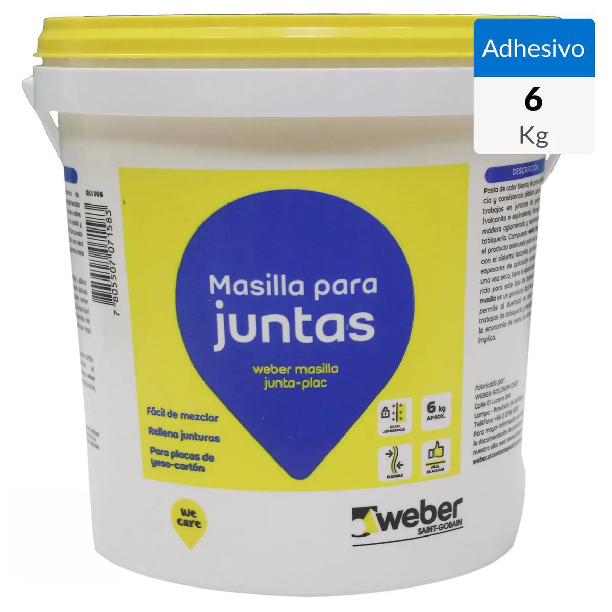 WEBER - Masilla En Pasta Para Junturas Tabiquería 6 Kg