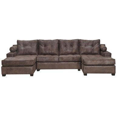 Seccional Le Mans doble Chaise Pu caf envejecido